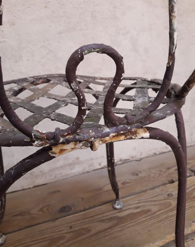 Xix° wrought iron garden chair