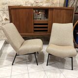 Set of 2 reupholstered Guariche armchairs for Steiner