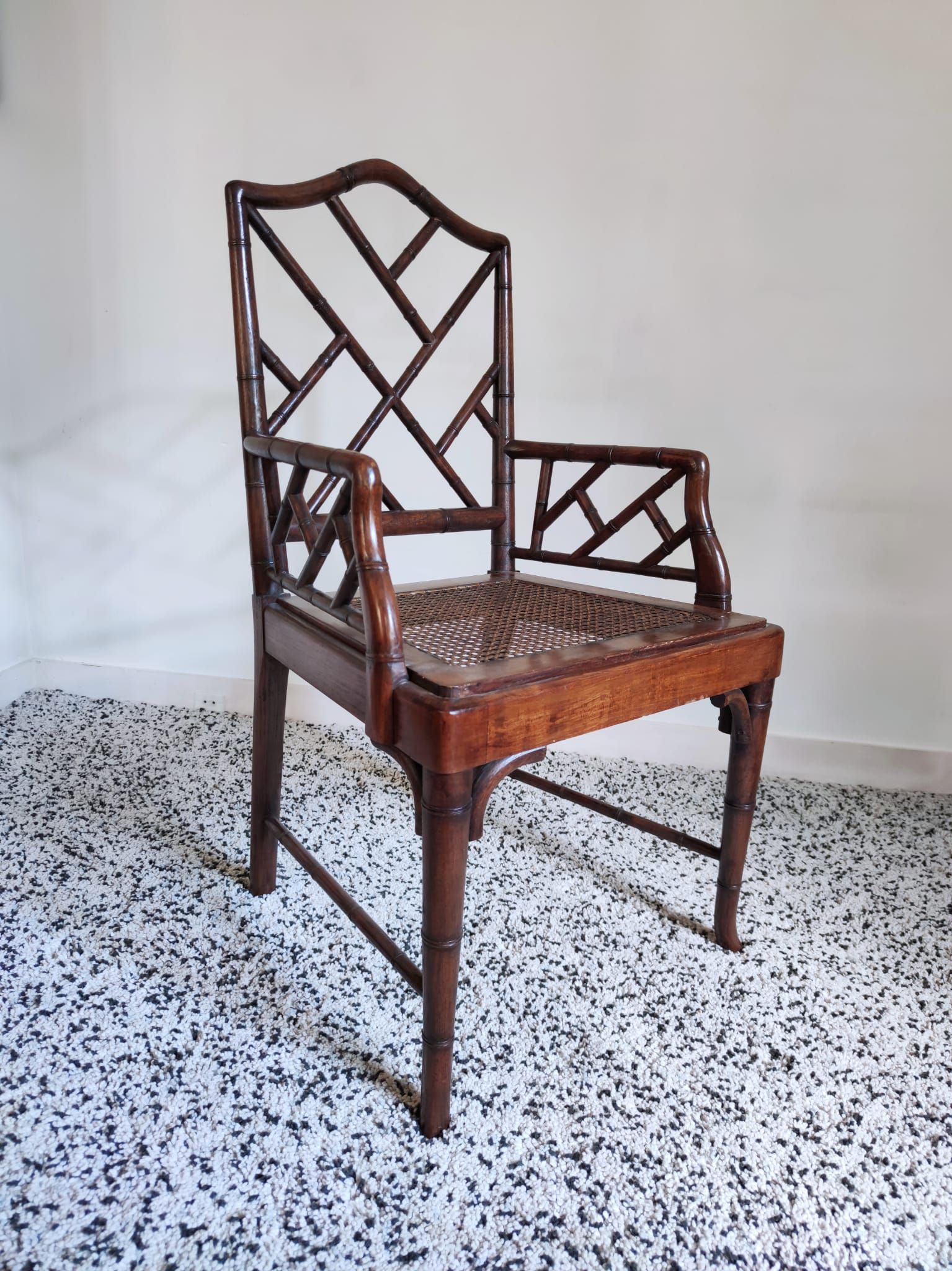 Asian canine armchair in wood in imitation of bamboo