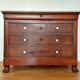 Louis-Philippe XIX walnut commode, twisted columns and marble.