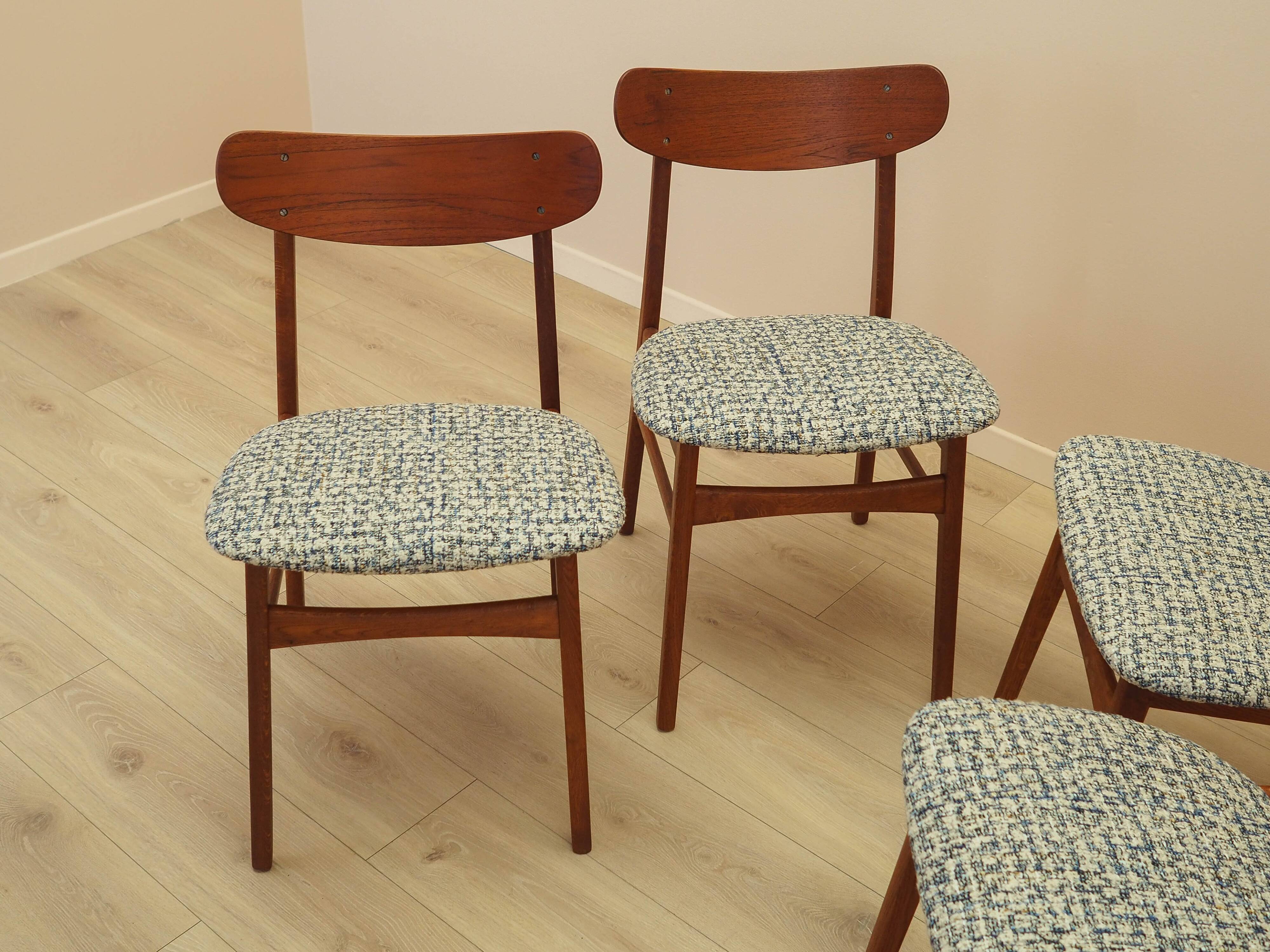 Set of four teak chairs, Danish design, 1970s, made in Denmark