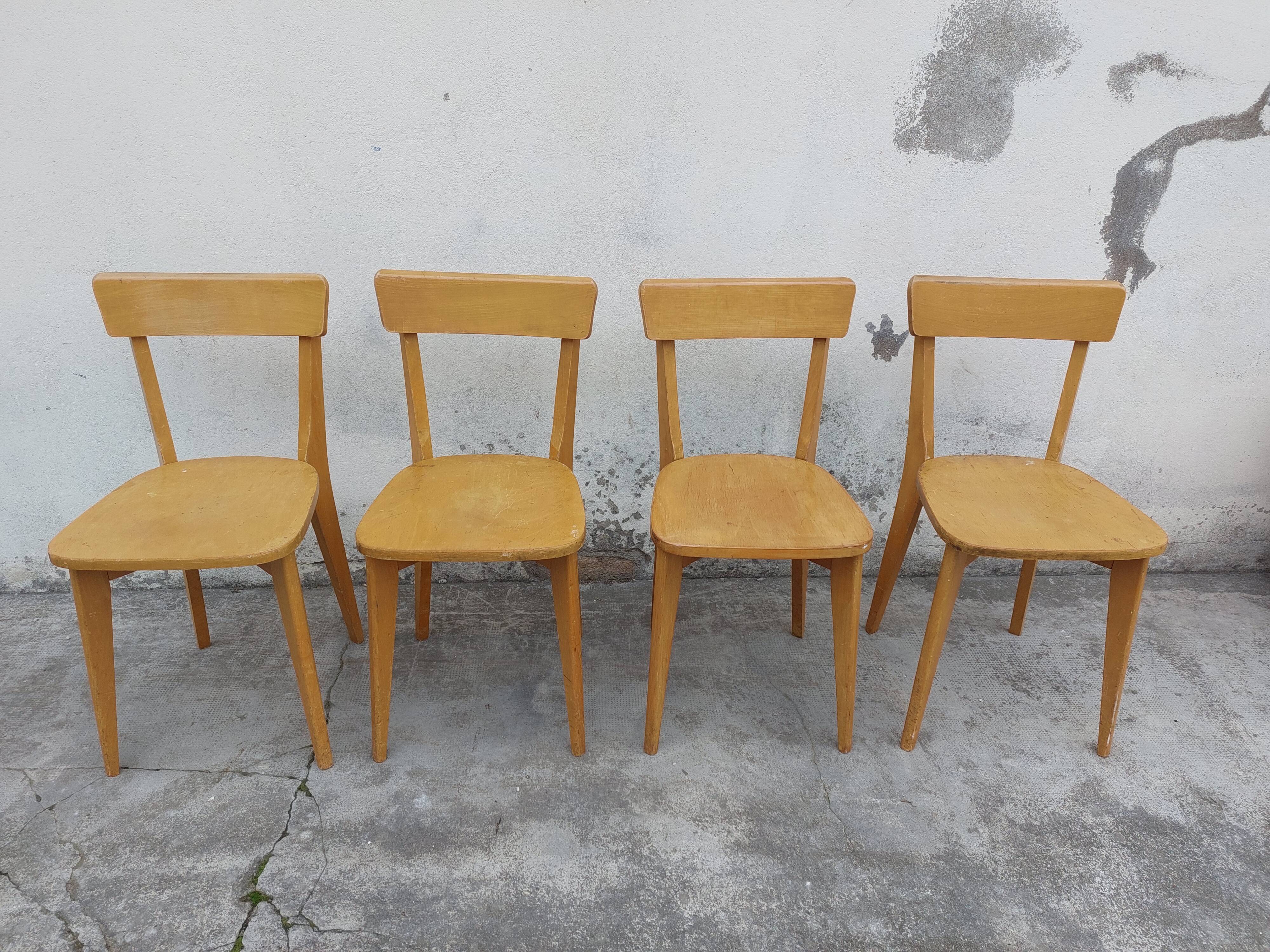 Série de 4 chaises de bistrot année 50