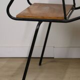 Vintage side coffee table in black lacquered metal and oak, 1950