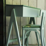 Bureau pieds compas et chaise Baumann vintage revisités
