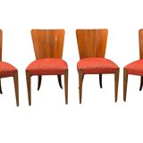 Set of Four H-214 Chairs by Jindřich Halabala, Walnut, 1950s