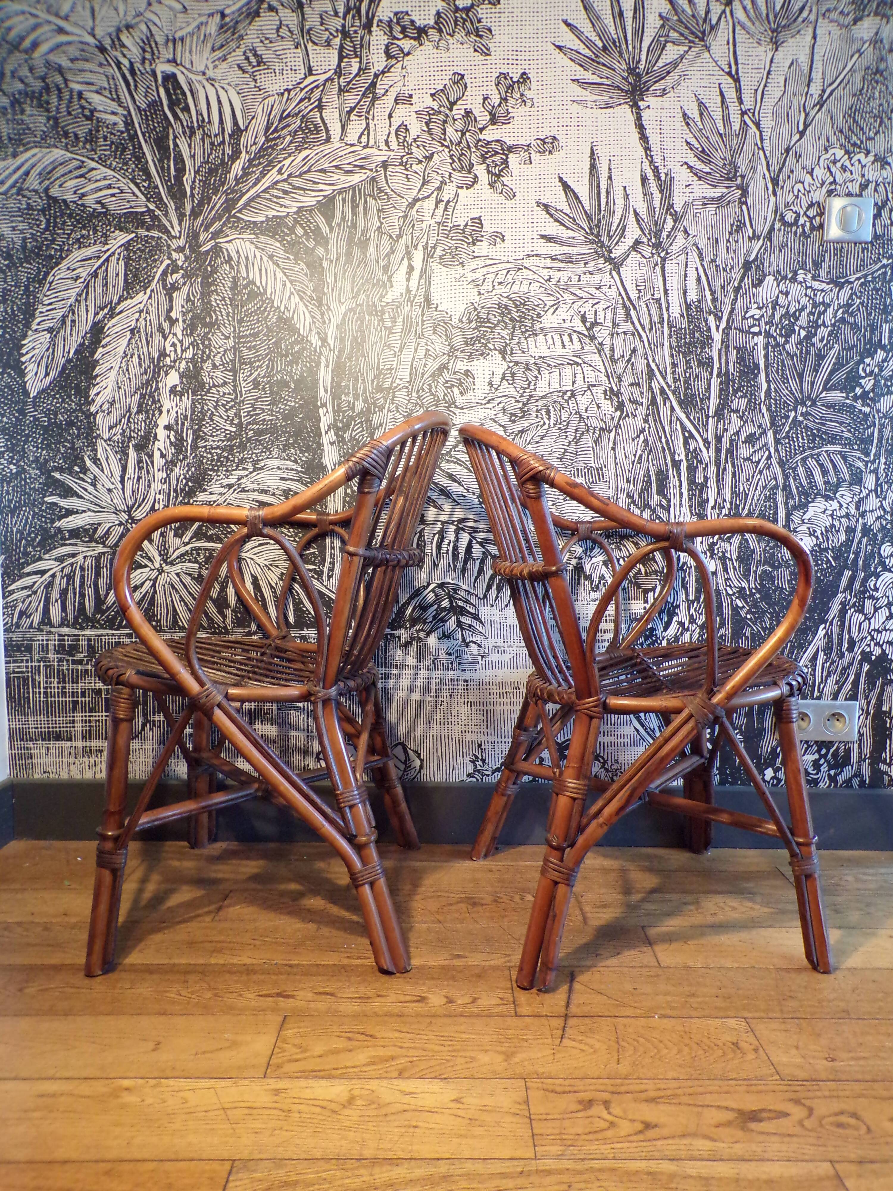 Pair of rattan basket chairs