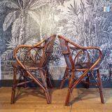 Pair of rattan basket chairs