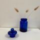 Bocal vintage en verre bleu cobalt