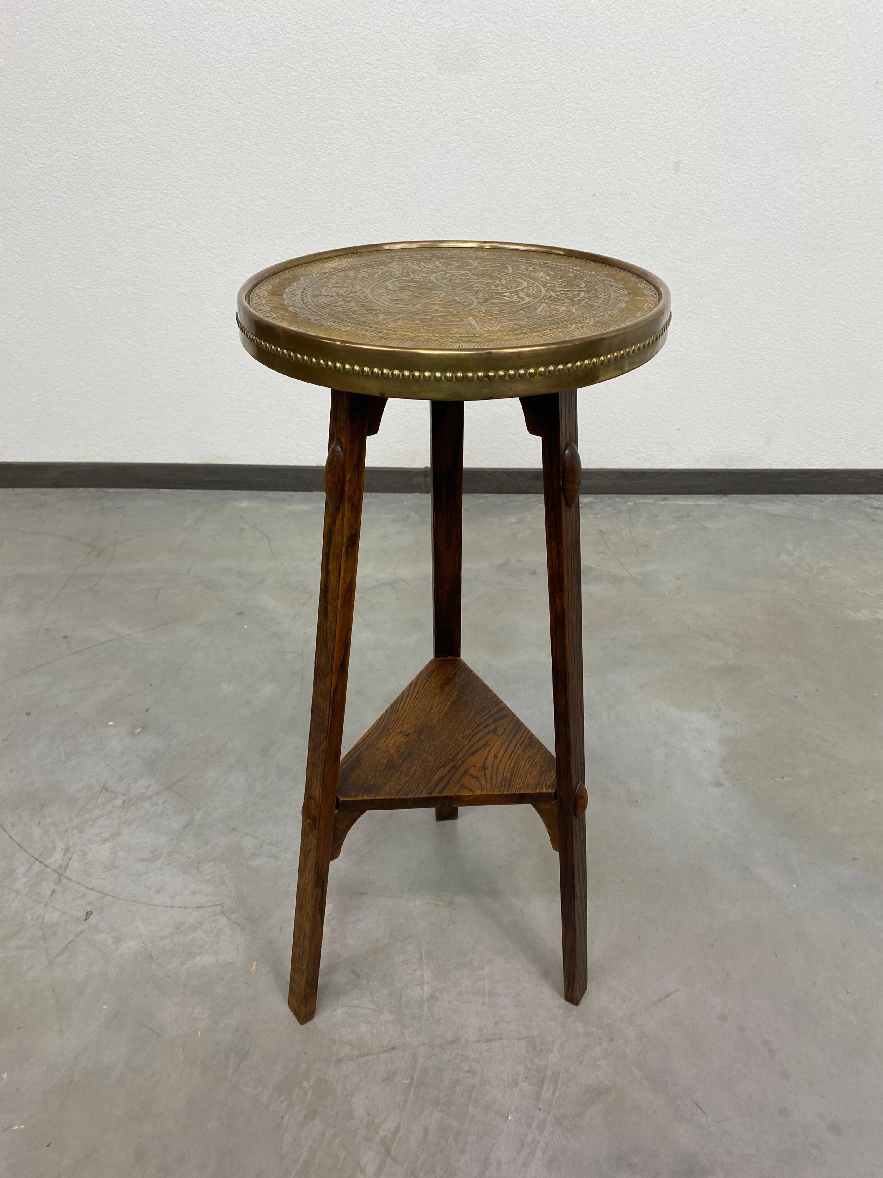 Side table in Jugendstil with a brass top by Joseph Maria Olbrich