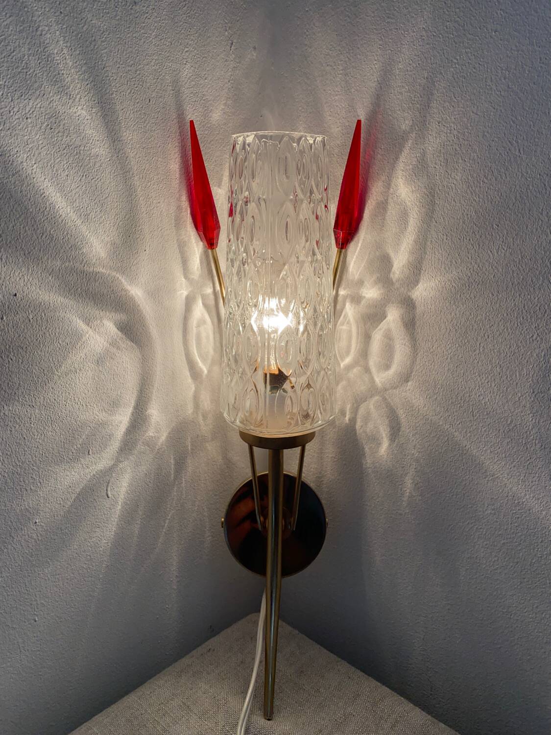 Brass and glass wall light, 1960