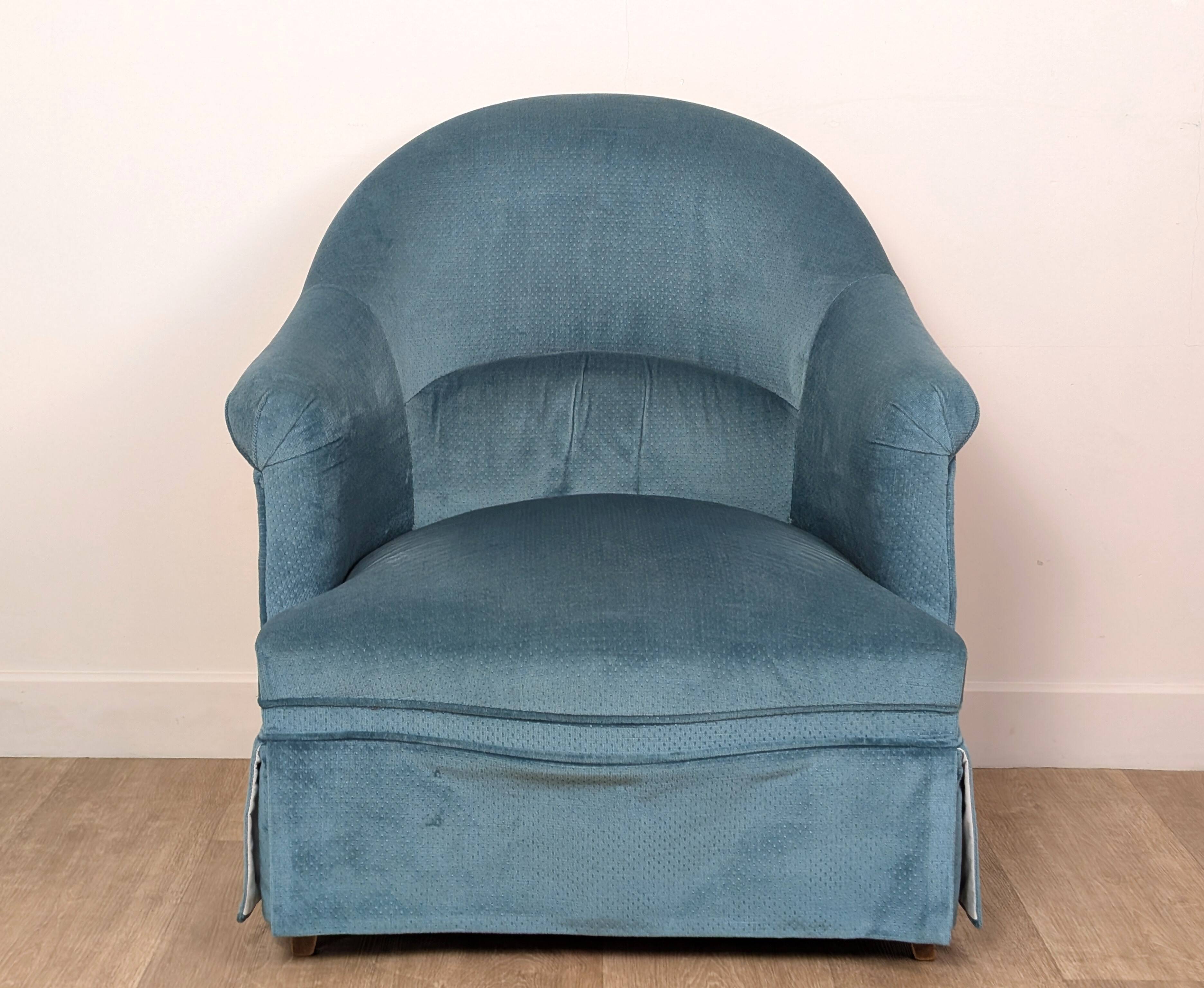 Pair of velvet toad armchairs