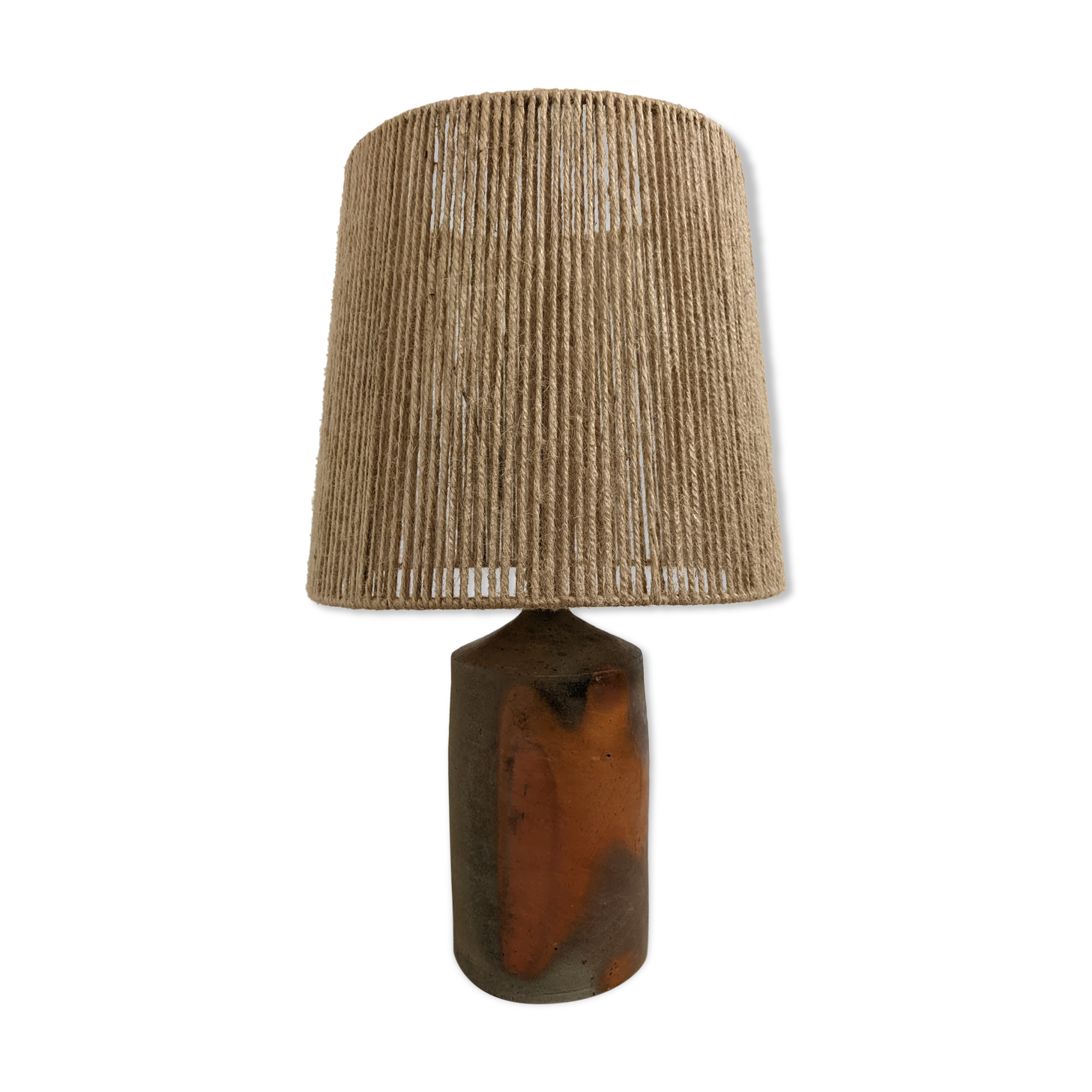 Vintage stoneware lamp and jute rope