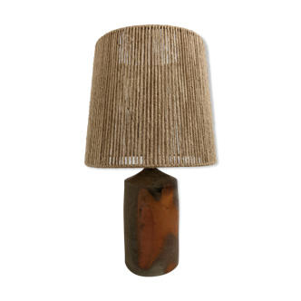 Vintage stoneware lamp and jute rope