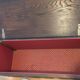 Antique dark wood chest with geometric paneling / pointed detail