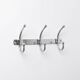 Vintage chrome wall coat rack with 3 double hooks, modernist design.