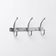Vintage chrome wall coat rack with 3 double hooks, modernist design.