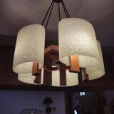 Scandinavian pendant light in teak and perspex