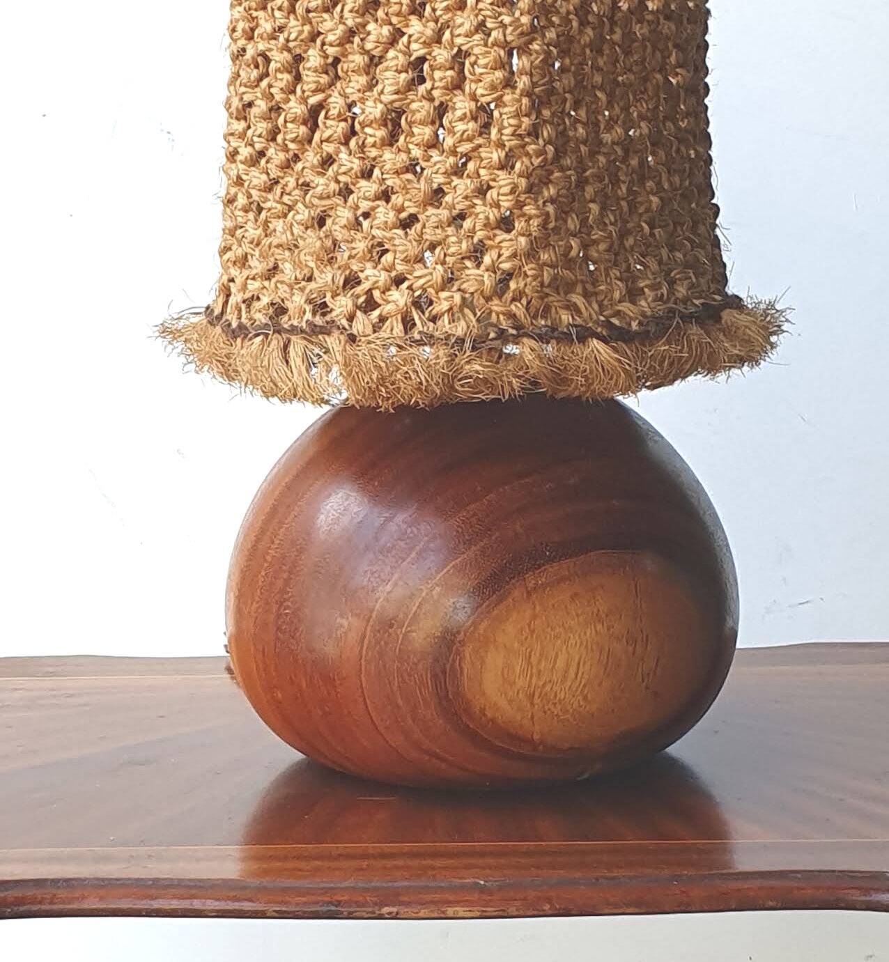 Solid wood lamp with rope shade