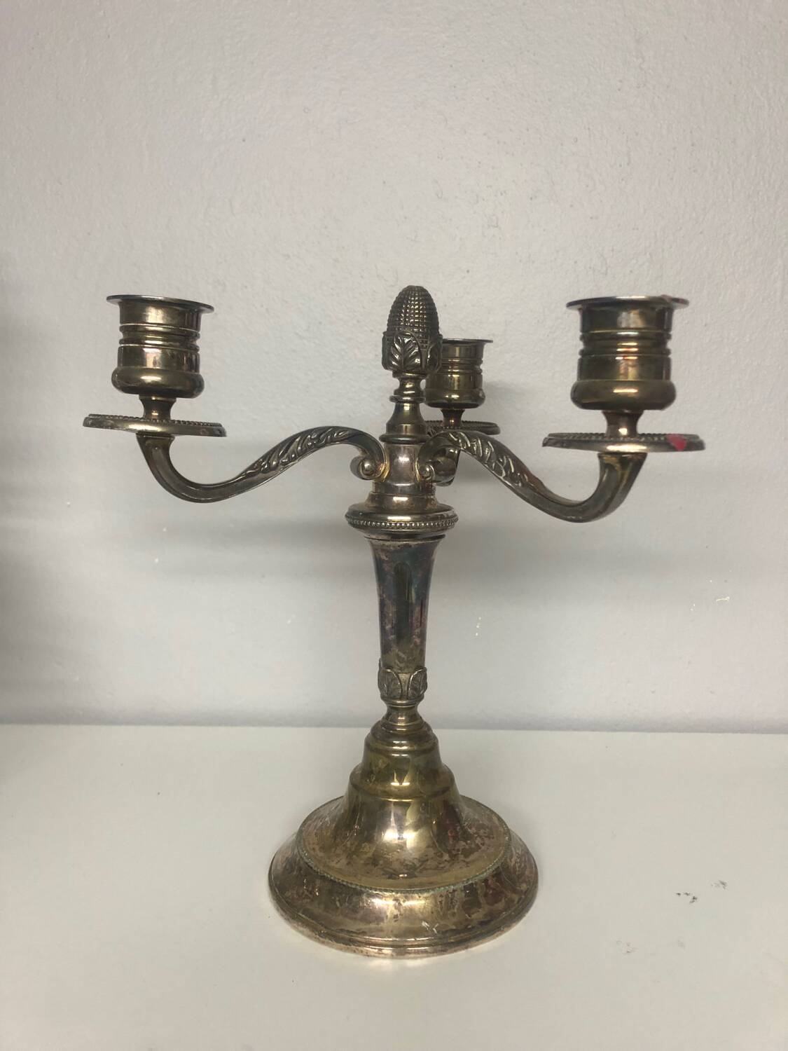 Silver metal candlestick with goldsmith's mark RM France