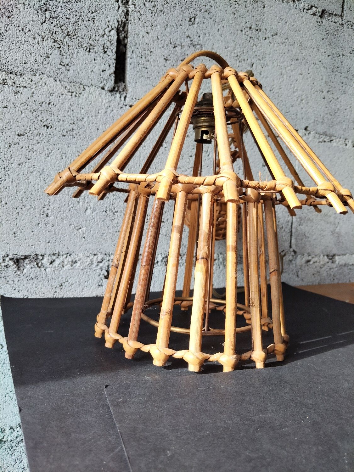 Vintage rattan pendant – France, 1970s – in the style of Louis