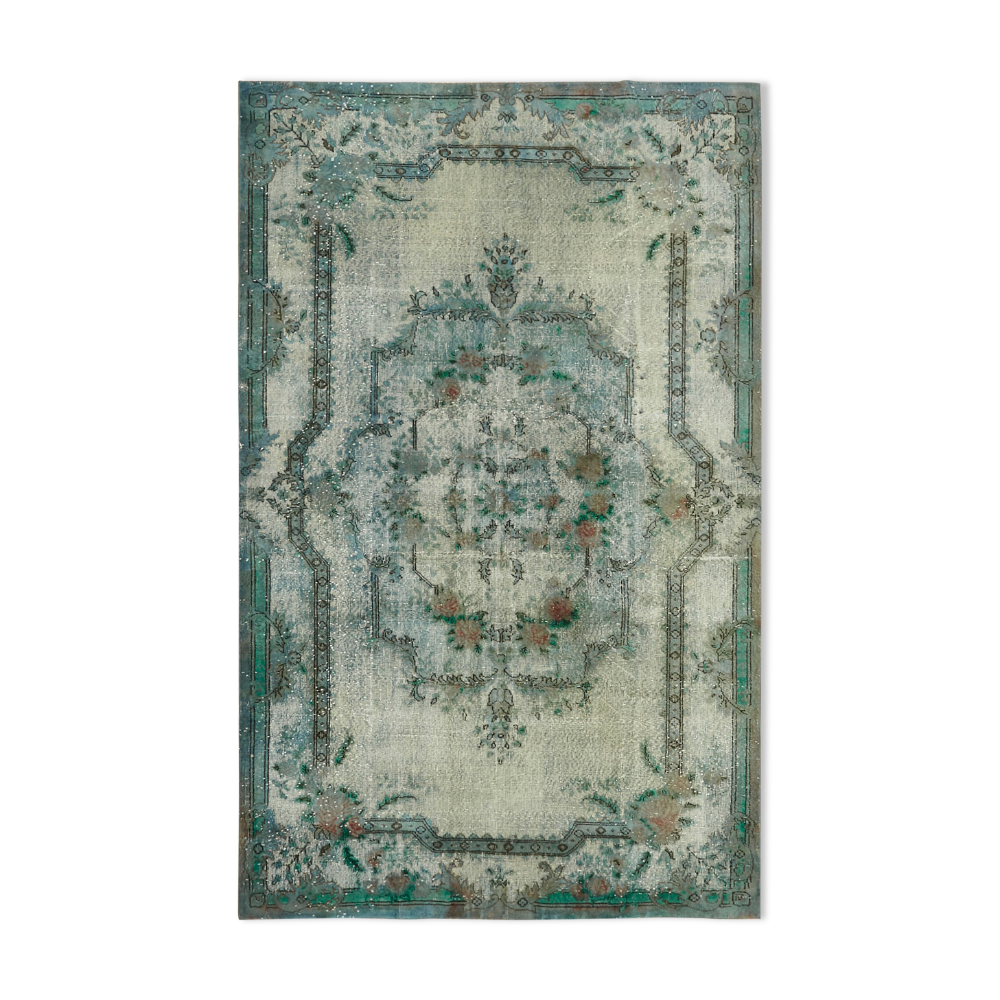 Handmade Contemporary Turkish 1970s 189 cm x 296 cm Blue Carpet