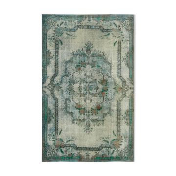 Tapis fait à la main turc contemporain des années 1970 189 cm x 296 cm tapis bleu