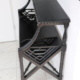 Black lacquered Indochinese console with disk storage