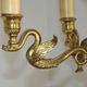 French Empire Style Bronze 4-Light Chandelier with Swan Detail Arms