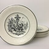 Lot de 6 assiettes à dessert représentant 6 mois de l’année. « digoin sarreguemines »