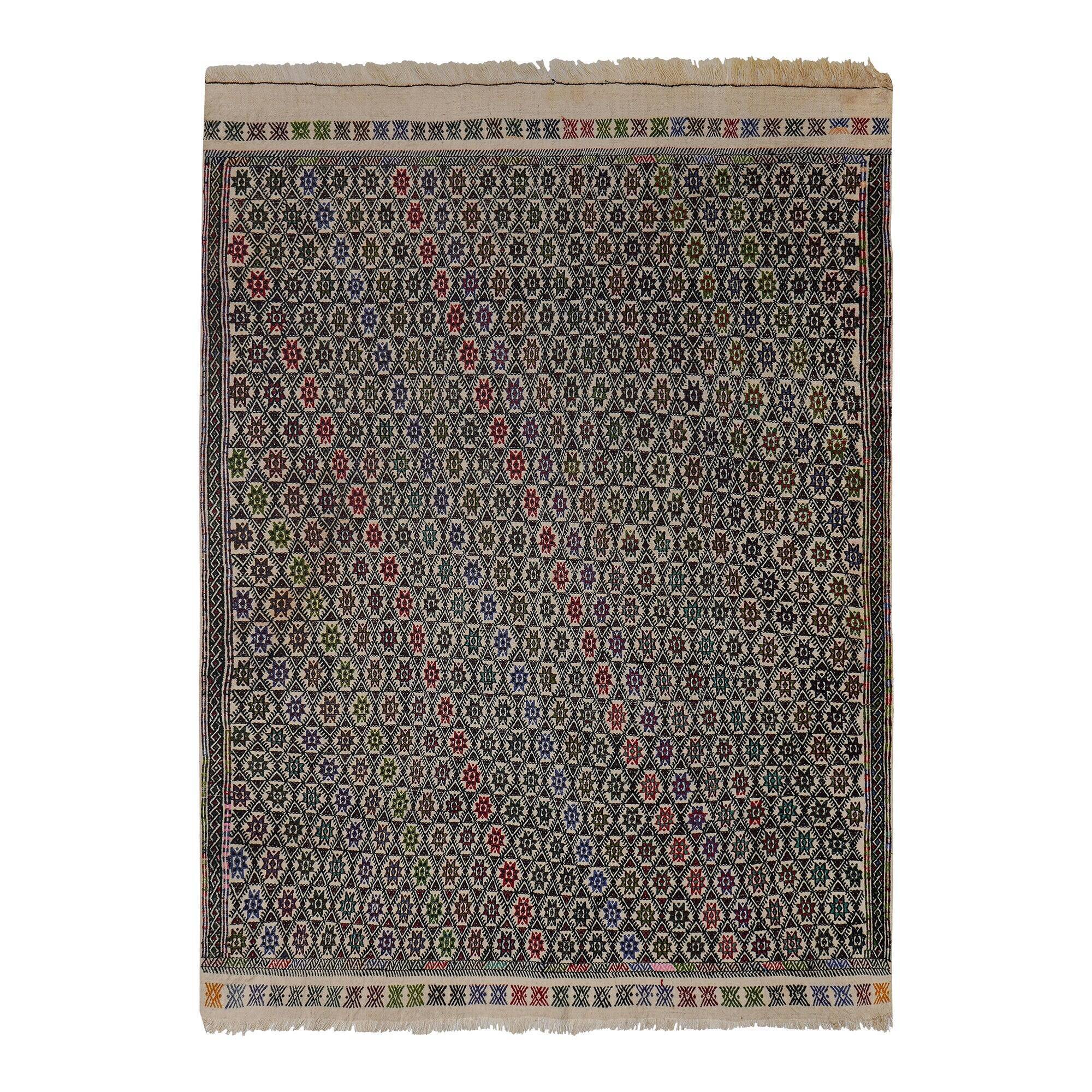 Vintage Turkish kilim, handwoven, 147x211 cm.