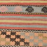 2x9 Green & Red Kilim Runner Rug, 80x287Cm