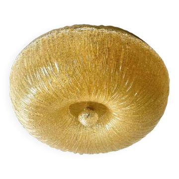 Venetian Amber Graniglia Budino Murano Glass Flush Mount by Simoeng