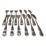 6 silver-plated fish forks and 6 fish knives by Ercuis Valencay
