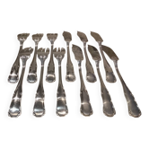 6 silver-plated fish forks and 6 fish knives by Ercuis Valencay