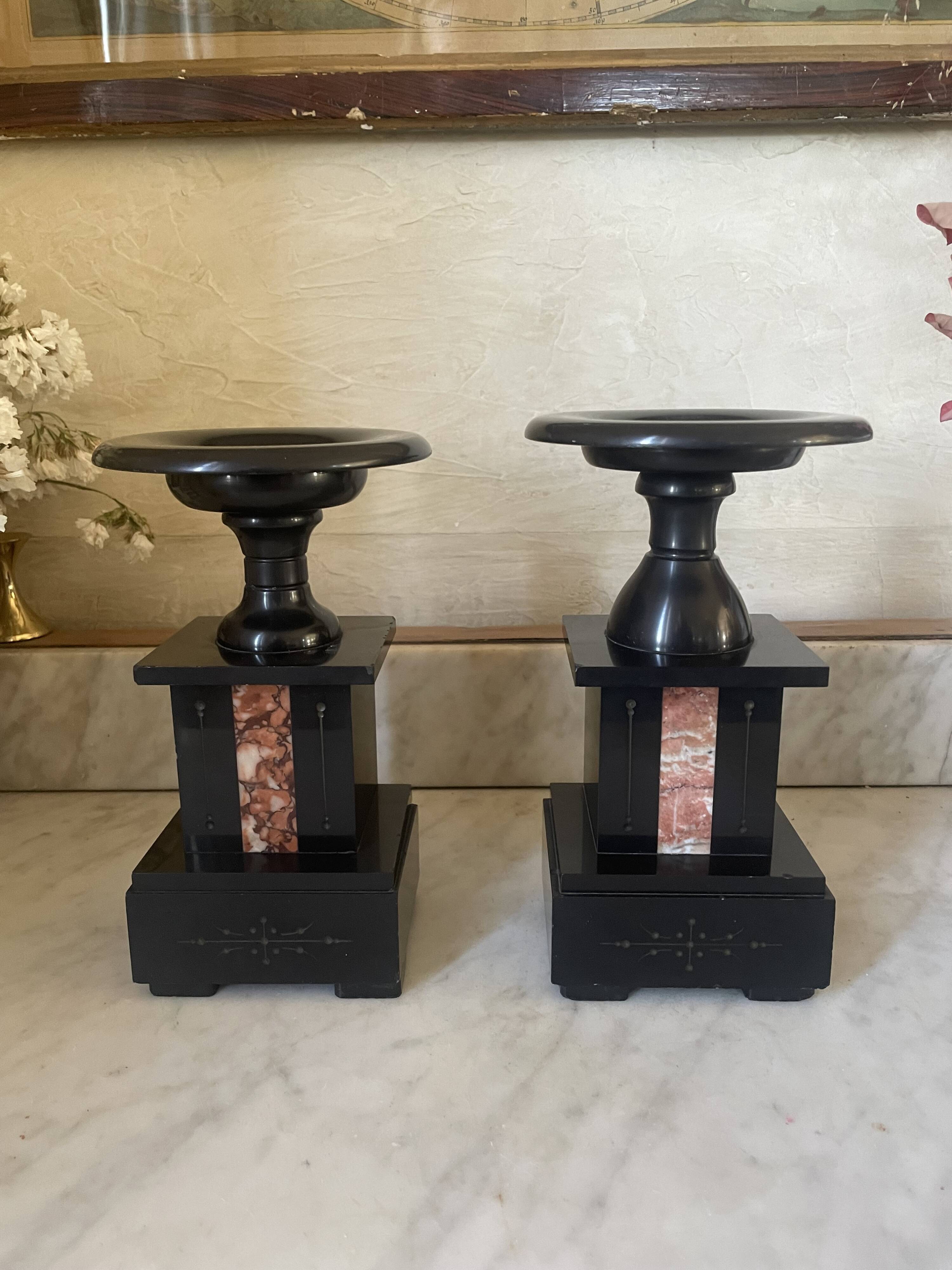 Old pair of marble vase bookends.