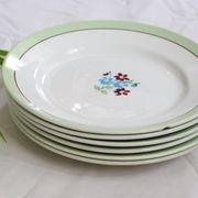 Set of 6 flat plates Moulin des Loups, Nina model, vintage French
