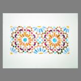 Original watercolor Arabic tile. Arabic tile painting. Watercolor Mozarabic pattern. Mozarabic pattern.