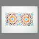 Original watercolor Arabic tile. Arabic tile painting. Watercolor Mozarabic pattern. Mozarabic pattern.