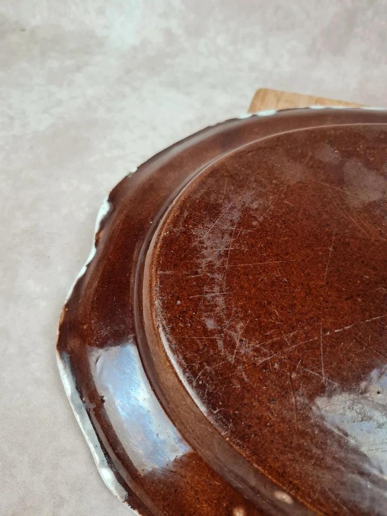 Large antique blue earthenware dish