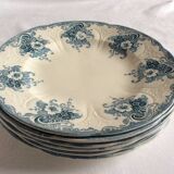 6 flat plates, Longwy, Gobelins model, late 19th century