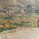Landscape painting view from the village of Les Angles, Gard, Avignon, Hurard 1887-1956