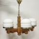 Lustre scandinave en pin & opaline par Jan Wickelgren pour Aneta Sweden, 1970s