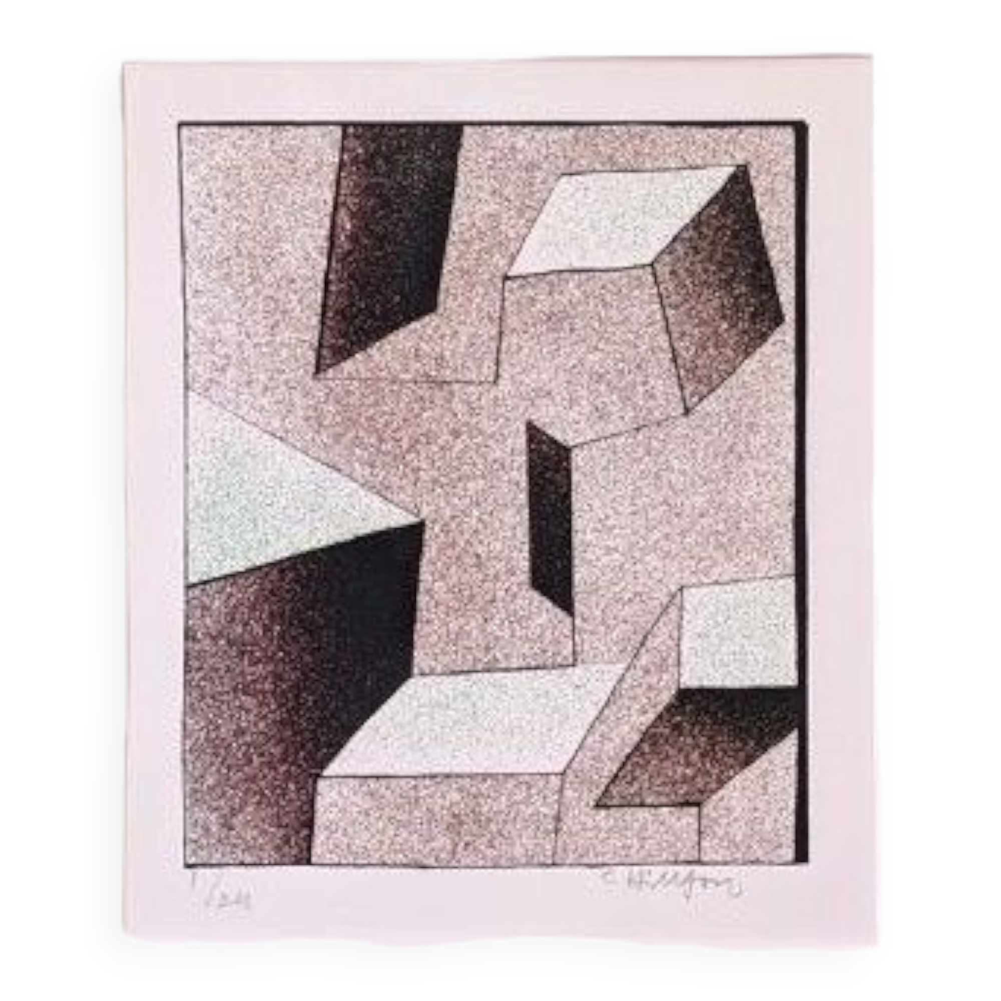 Mid-Century Modern Swedish Signed Lithography by Curt Hillfon (1/211) "Kinetic Shapes"