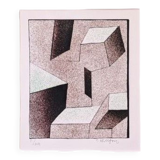 Lithographie suédoise moderne du milieu du siècle signée par Curt Hillfon (1/211) « Formes cinétiques »