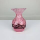Blown glass vase signed Mdina Malta workshop, vintage, 80s