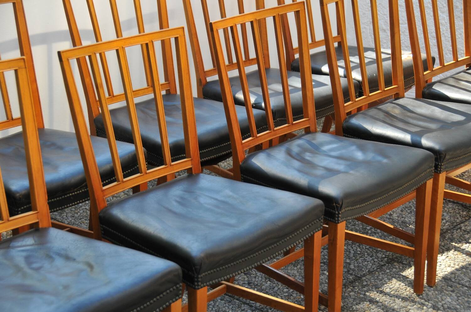 10 antique Josef Frank model 620 chairs in walnut wood from Svenskt Tenn.