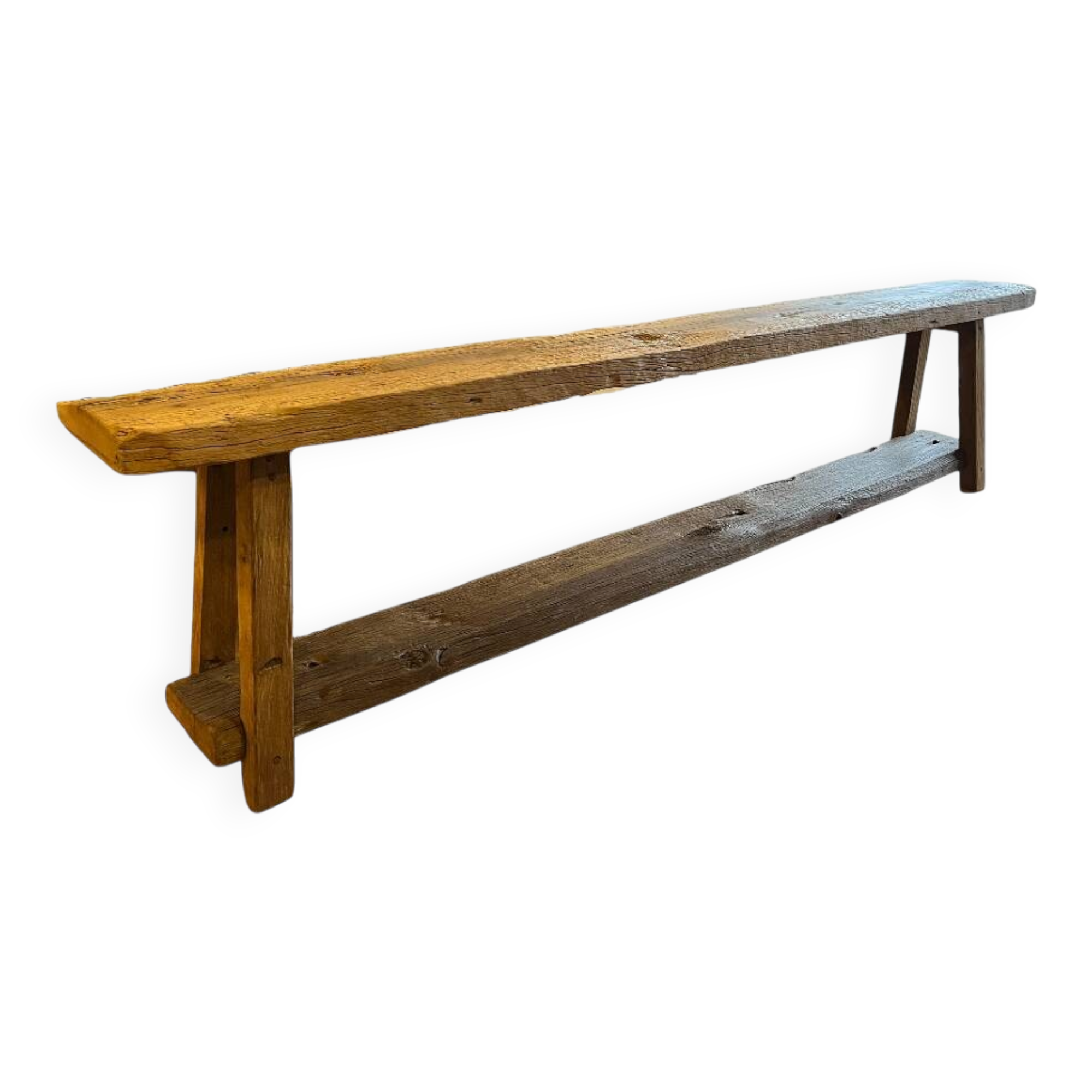 Tall console table in solid antique oak - 335cm long