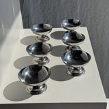 Set of 6 silver metal ice cream cups with small base D9 H5.5