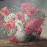 Still life 1950s Bouquet poppies in vase
