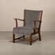 Fritz Hansen Armchair in stained beech wood and warm Grey Mohair, 1940s